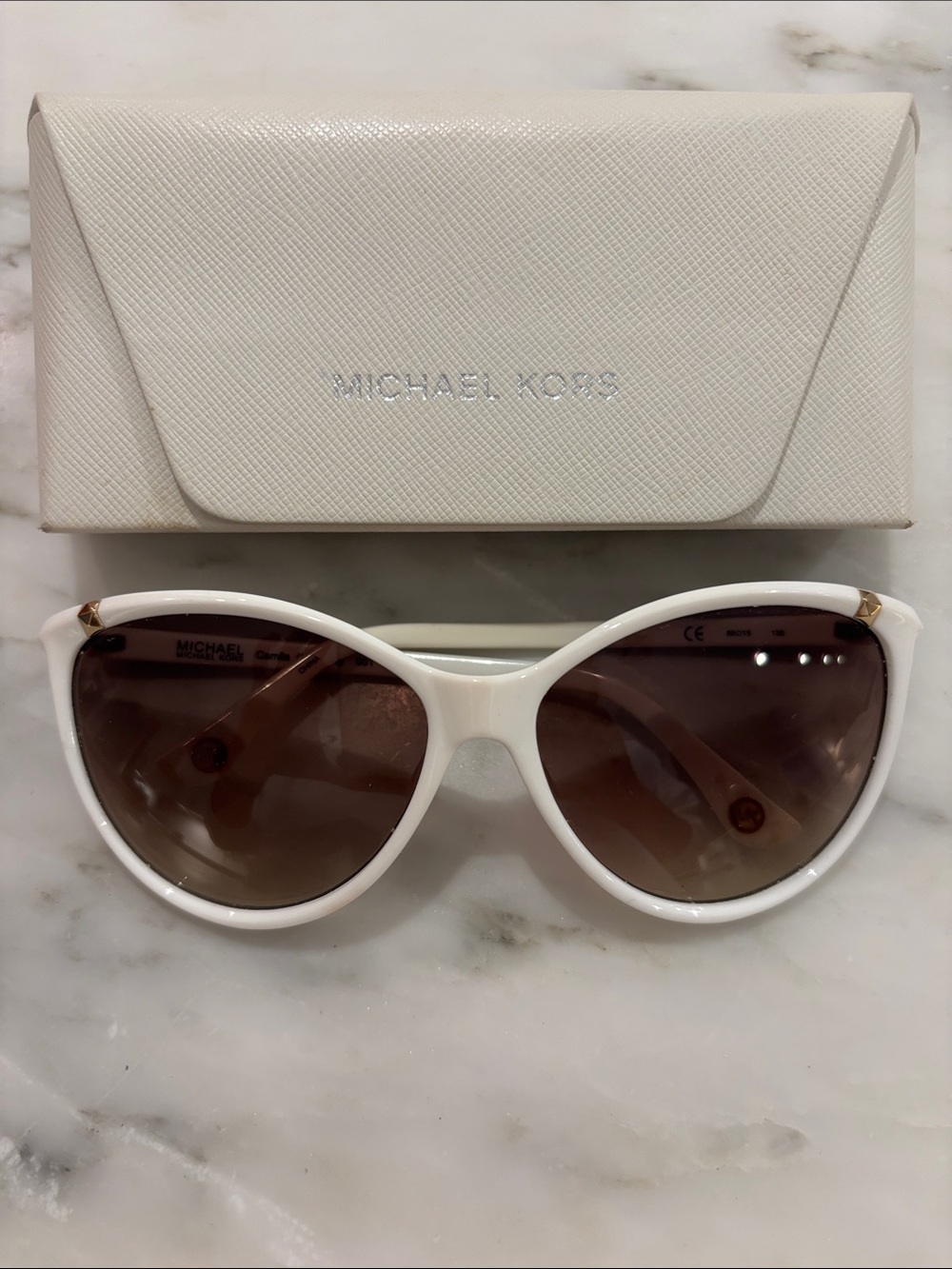 Michael Kors White Cat-Eye Sunglasses with Brown Gradient Lenses
